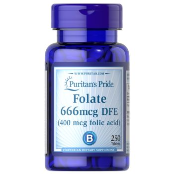 Фолиевая кислота, Folic Acid, Puritan's Pride, 400 мкг, 250 таблеток