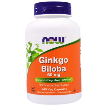 Гинкго Билоба, Ginkgo Biloba, Now Foods, 60 мг, 240 капсул