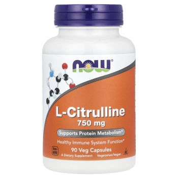 Цитруллин, L-Citrulline, Now Foods, 750 мг, 90 кап