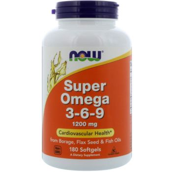 Супер омега 3 6 9, Omega 3 - 6 - 9, Now Foods, 1200 мг, 180 капсу