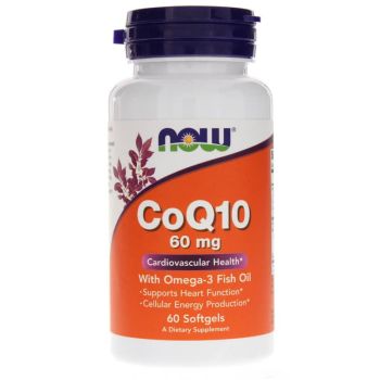 Коэнзим Q10 с Омега-3, CoQ10, Now Foods, 60 мг, 60 гелевых капсул
