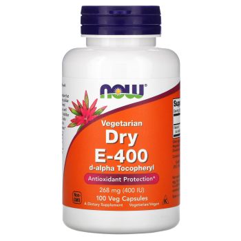 Витамин Е сухой, Vegetarian Dry E-400, Now Foods, 268 мг (400 МЕ), 100 вегетарианских капсул